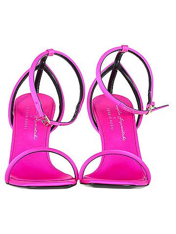Sergio Rossi Sergio Rossi Evangelie 95 Ankle Strap Sandals in Pink Satin (view 2)