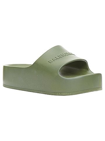 Balenciaga Balenciaga green rubber pool slides (view 2)