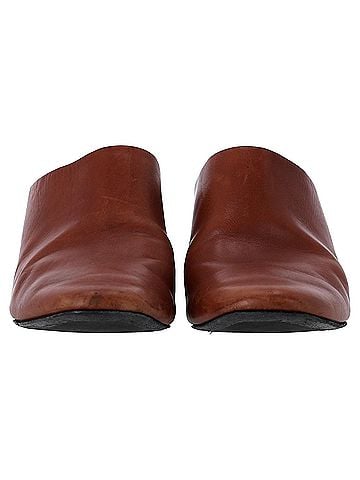 The Row  The Row Adela Heeled Mules in Brown Leather (view 2)