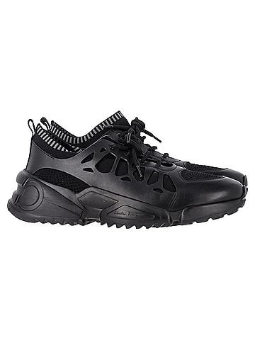 Salvatore Ferragamo Salvatore Ferragamo Raintop Low-Top Sneakers in Black Mixed-Media  (view 1)
