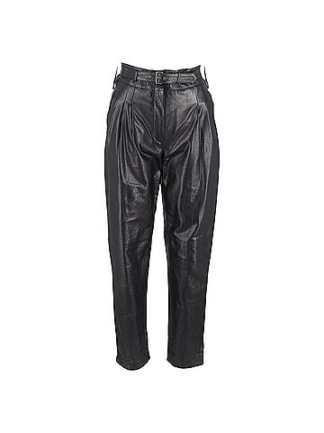 Alberta Ferretti  Alberta Ferretti Belted Accent Tapered Pants in Black Leather (view 1)