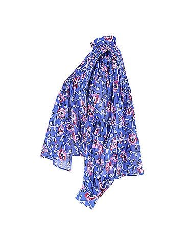 Isabel Marant Isabel Marant Etoile Vega Floral Blouse In Electric Blue Pintucked Cotton  (view 2)