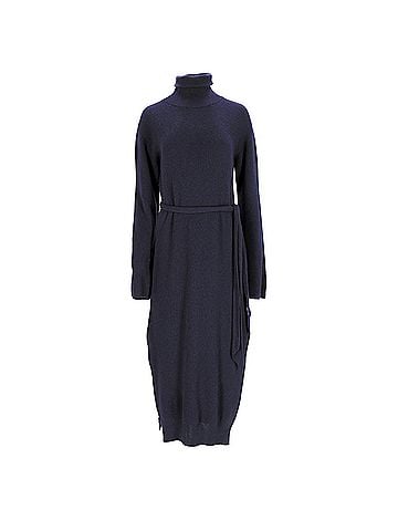 Nanushka Nanushka Canaan Ribbed-Knit Midi Dress in Navy Wool (view 1)