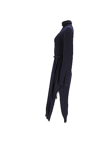 Nanushka Nanushka Canaan Ribbed-Knit Midi Dress in Navy Wool (view 2)