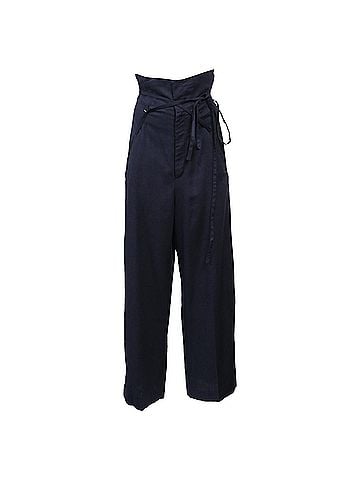 Jacquemus Jacquemus Novio Woven Wide-Leg Pants in Navy Blue Viscose (view 1)