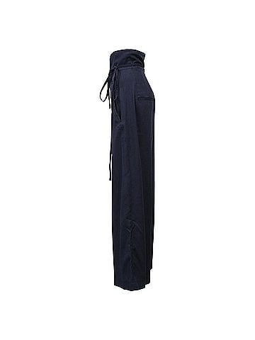 Jacquemus Jacquemus Novio Woven Wide-Leg Pants in Navy Blue Viscose (view 2)