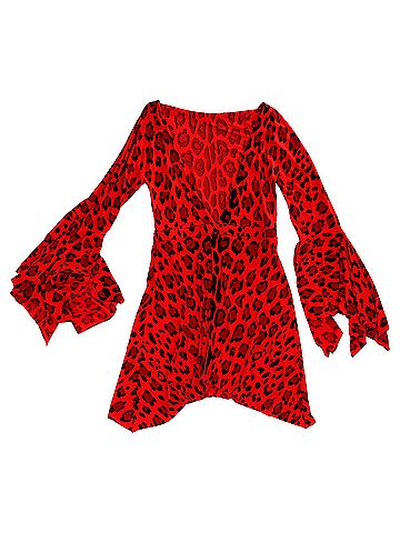Tom Ford  Tom Ford Leopard Print Mini Backless Dress in Red Viscose (view 2)