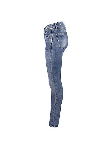 Saint Laurent  Saint Laurent Logo-Embroidered Slim Fit Jeans in Blue Cotton Denim (view 2)