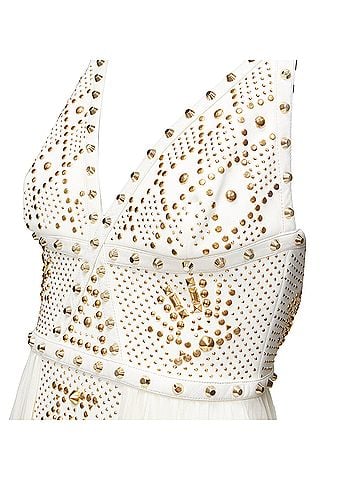 Versace Versace Runway Studded Leather Silk Skirt Mini Dress (view 2)