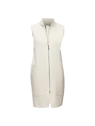 Hermès Hermes Cashmere Applique Back Ribbed Zip Sleeveless Coat (view 1)