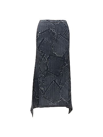 Issey Miyake Issey Miyake Pleats Please denim patchwork print pleated skirt (view 1)