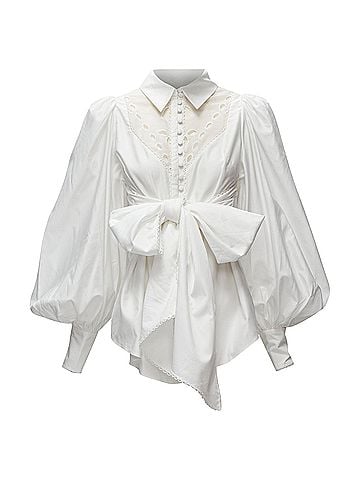 Acler Acler cotton eyelet cutout big bow puff sleeve blouse (view 1)