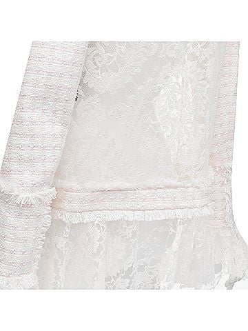 Balmain Balmain spencer tweed sheer lace ruffle blazer jacket (view 2)