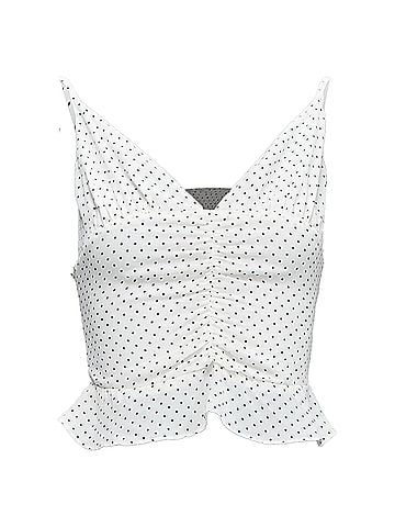 Reformation Reformation Hall polka dot v neck retro ruched tank top (view 1)