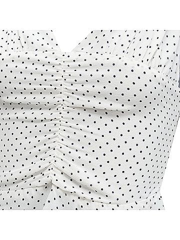 Reformation Reformation Hall polka dot v neck retro ruched tank top (view 2)