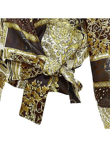 Versace Versace Mosaic Barocco silk print wrap tie cropped shirt (view 2)