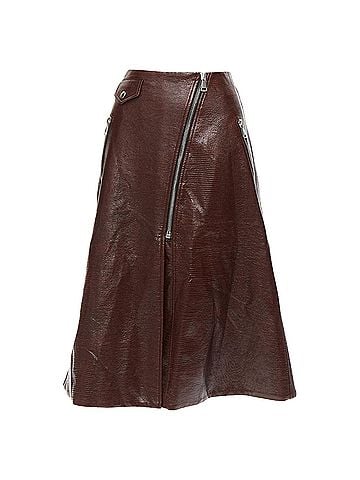 Beaufille Beaufille coated scaled cotton silver asymmetric zip midi skirt (view 1)