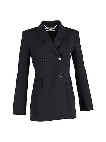 OFF-WHITE Off-White Double-Breasted Tailored Jacket in Black Wool (view 1)