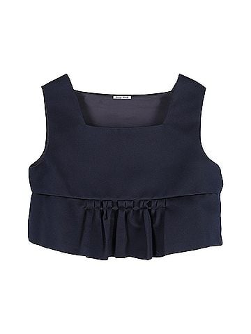 Miu Miu Miu Miu Cropped Duchesse Peplum Top In Navy Blue Silk (view 1)