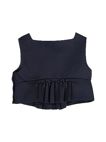 Miu Miu Miu Miu Cropped Duchesse Peplum Top In Navy Blue Silk (view 2)