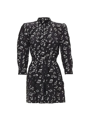 Saint Laurent Saint Laurent Mical Note silver embroide puff sleeve mini dress (view 1)