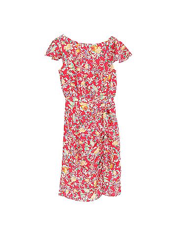 Saloni  Saloni Heather Floral Print Midi Ruffle Detail Dress in Multicolor Silk (view 1)
