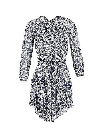 Isabel Marant Isabel Marant Printed Asymmetric Mini Dress in Navy Blue Cotton (view 1)