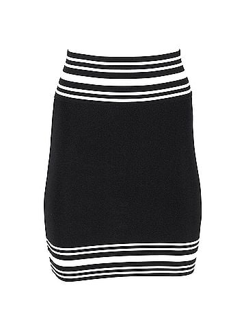 Balmain Balmain Striped Stretch Knit Mini Skirt in Black Viscose (view 1)