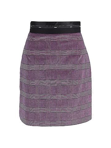 MSGM  MSGM Prince Of Wales Plaid Mini A-Line Skirt in Pink Wool (view 1)