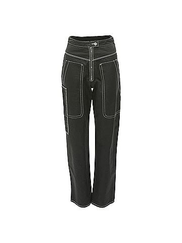 Isabel Marant Isabel Marant Cotton Topstitch Pocketed Carpenter Pants (view 1)