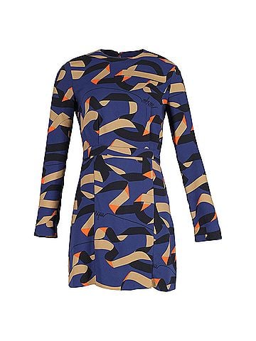MSGM MSGM Printed Mini Dress in Blue Polyester (view 1)