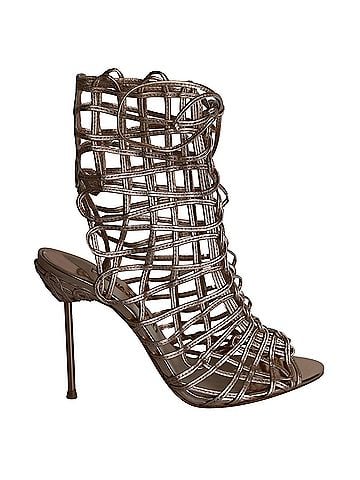 Sophia Webster Sophia Webster Delphine Metallic Cage Lace-up Sandals in Gold Leather (view 1)
