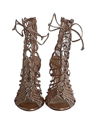 Sophia Webster Sophia Webster Delphine Metallic Cage Lace-up Sandals in Gold Leather (view 2)
