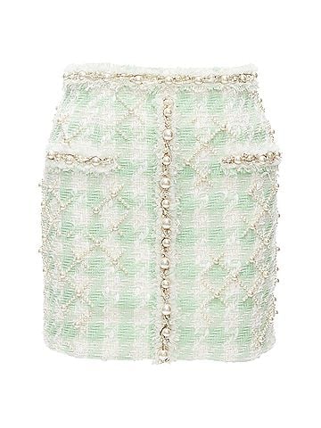 Balmain Balmain tweed pearl embellished preppy mini skirt (view 1)