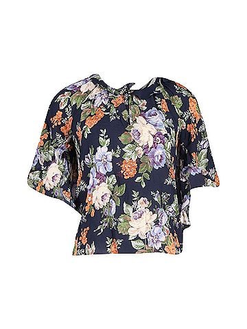Vilshenko Vilshenko Floral Print Lena Top in Multicolor Silk (view 1)