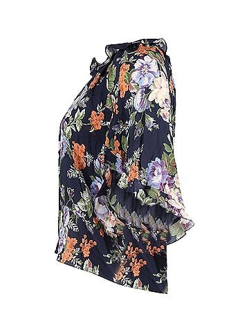 Vilshenko Vilshenko Floral Print Lena Top in Multicolor Silk (view 2)