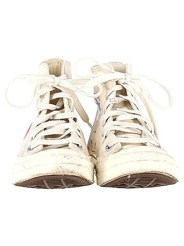 Comme des Garçons Converse x Comme des Garçons Play 70 Chuck Taylor High Cut Sneakers in Cream Canvas (view 2)