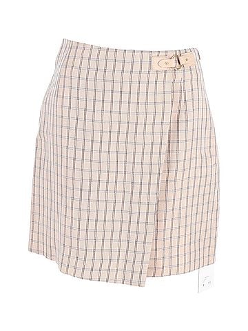 Sandro Sandro Paris Meredith Checked Mini Wrap Skirt in Pink Cotton (view 1)