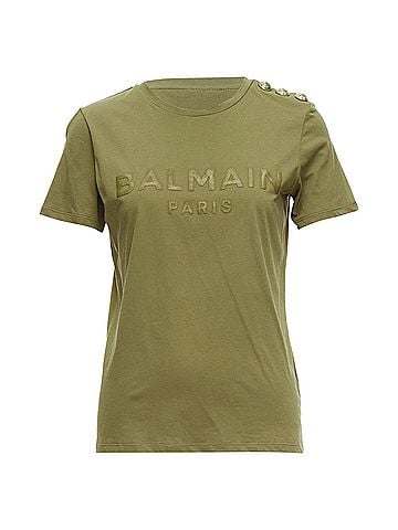 Balmain Balmain distressed logo military buttons tshirt (view 1)