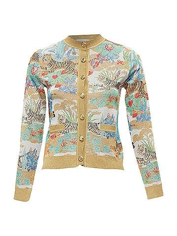 Gucci Gucci Limited oriental tiger metallic lurex GG button cardigan (view 1)