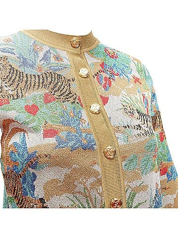 Gucci Gucci Limited oriental tiger metallic lurex GG button cardigan (view 2)