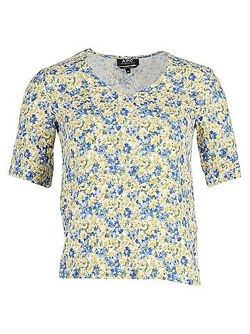 A.P.C. A.P.C. V-Neck Blouse in Multicolor Floral Print Viscose (view 1)
