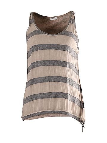 Brunello Cucinelli Brunello Cucinelli Sleeveless Striped Top in Grey Silk (view 1)