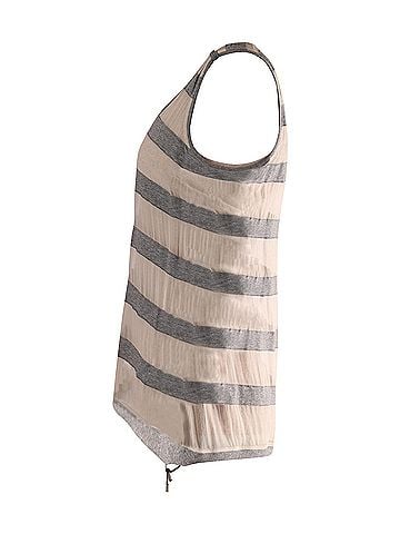 Brunello Cucinelli Brunello Cucinelli Sleeveless Striped Top in Grey Silk (view 2)