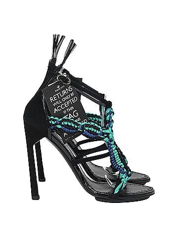 Proenza Schouler  Proenza Schouler Braided Ankle Strap High Heel Sandals in Multicolor Suede (view 1)