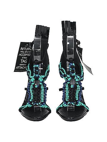 Proenza Schouler  Proenza Schouler Braided Ankle Strap High Heel Sandals in Multicolor Suede (view 2)