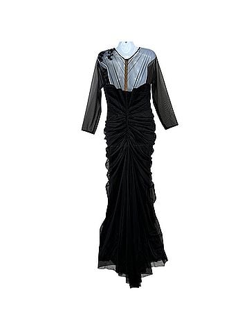 Tadashi Shoji Draped Tulle 3/4 Sleeve Gown Cocktail Dress (view 2)