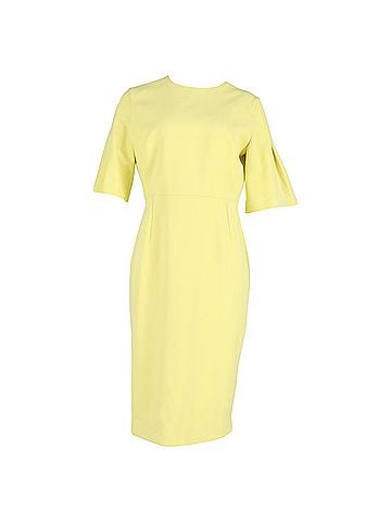 Roland Mouret  Roland Mouret Bell Sleeve Midi Dress in Yellow Wool (view 1)