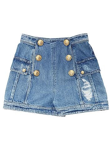 Balmain Balmain distressed denim buttons high waisted cargo shorts (view 1)