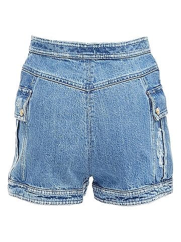 Balmain Balmain distressed denim buttons high waisted cargo shorts (view 2)
